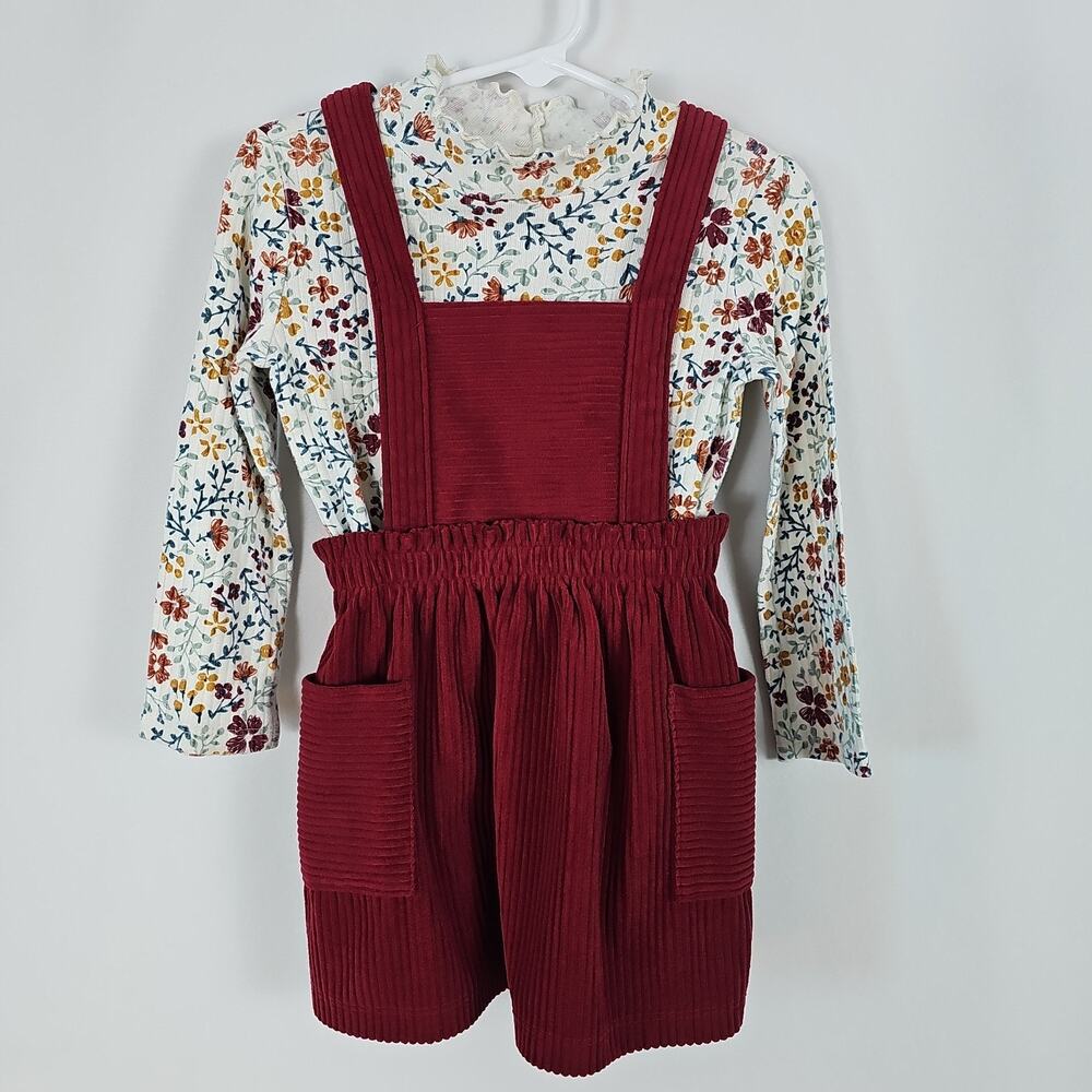 WONDER NATION Girls' 3T 2-PIECE OUTFIT,Fall/Autumn/Thanksgiving/Red/Floral/Dress